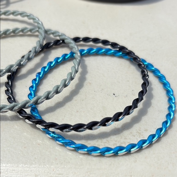 3/$20 Set of Twisted Bangles in Blue, Gray, and Black - Picture 3 of 3